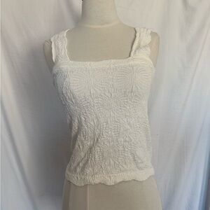 Juniors Floral Pattern white tank top